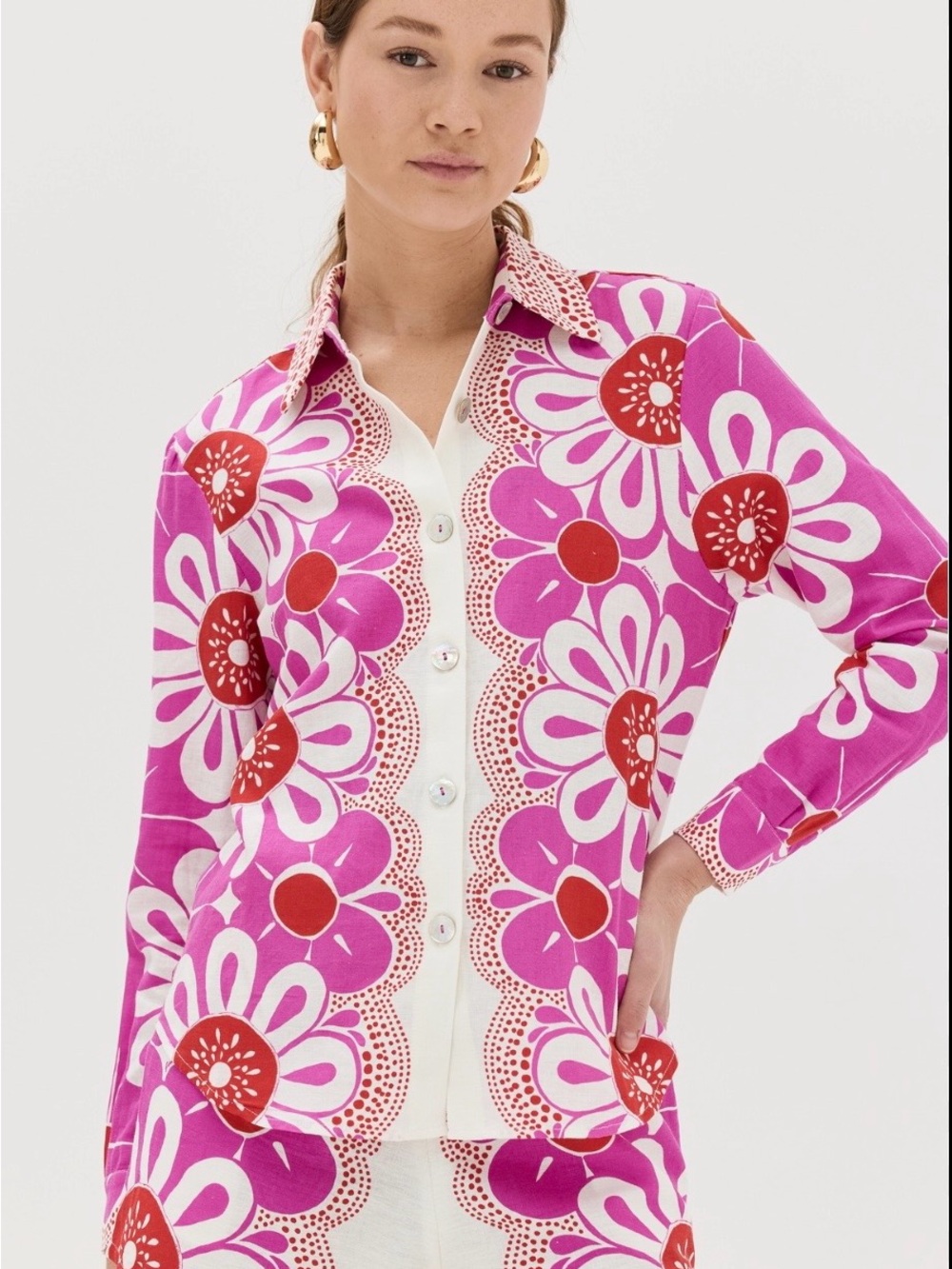 Farm Rio Maia  Floral Button-Front Women's Shirt
